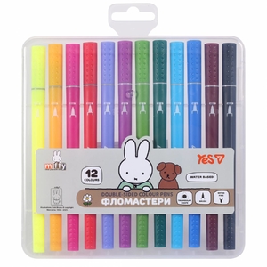 Фломастеры двухсторонние, 12 цветов, на водной основе Miffy 650595 Yes