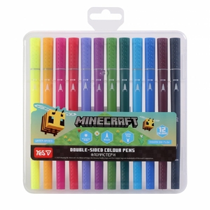 Фломастеры двухсторонние, 12 цветов, на водной основе Minecraft Spring 650596 Yes