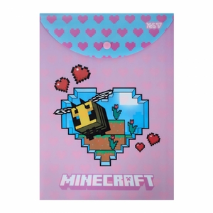 Папка-конверт вертикальная А4+, на кнопке Minecraft Spring Bee 492339 Yes