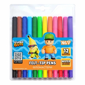 Фломастеры, 12 цветов, на водной основе Stumble Guys 650597 Yes