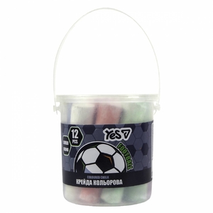 Крейда кольорова, 7 кольорів (12 шт), у пластиковому відерці JUMBO Football 400565 Yes