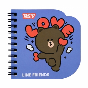 Блокнот 10х10 см, 30 страниц в клеточку, обложка картон твердый Line Friends Love 152182 Yes