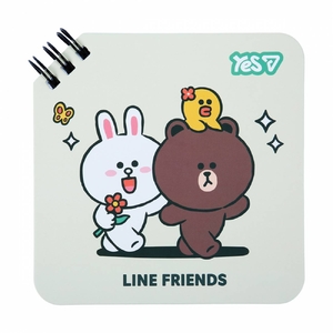 Блокнот 11х11 см, 80 сторінок в лінію, обкладинка картон твердий Line Friends Butterfly 152192 Yes