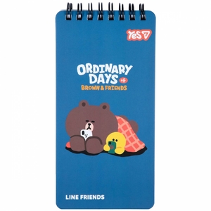 Блокнот 8х16 см, 60 сторінок в клітинку, обкладинка картон твердий Line Friends Rest 152201 Yes