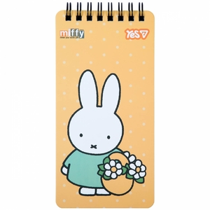 Блокнот 8х16 см, 60 страниц в клеточку, обложка картон твердый Miffy Flowers 152204 Yes