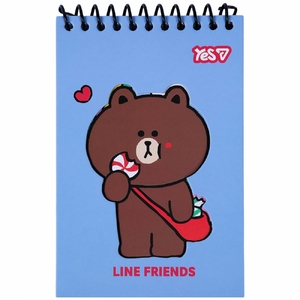 Блокнот 10х15 см, 60 страниц в клетку, обложка картон мягкий с вырубкой Line Friends: Choco 152247 Yes