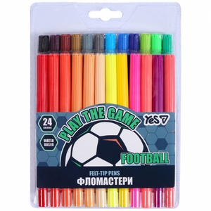 Фломастери, 24 кольорів, на водній основі Football 650602 Yes