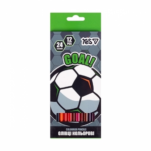 Олівці кольорові двосторонні, 24 кольори (12 шт) Football 290787 Yes