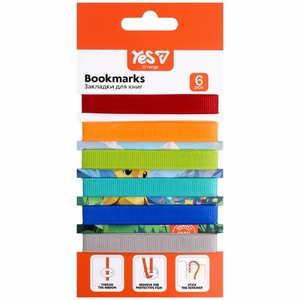 Закладки для книг 6 шт, лента с фиксатором 35х1 см Orange Line 708850 Yes