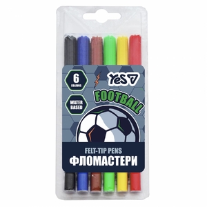 Фломастеры, 6 цветов на водной основе Football 650608 Yes