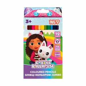 Олівці кольорові, 12 кольорів Gabby Dollhouse. JUMBO 290803 Yes