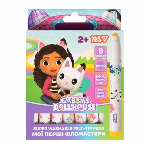 Фломастери, 8 кольорів на водній основі Gabby Dollhouse SUPER JUMBO 650616 Yes