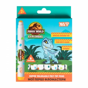 Фломастери, 8 кольорів на водній основі Jurassic World SUPER JUMBO 650617 Yes