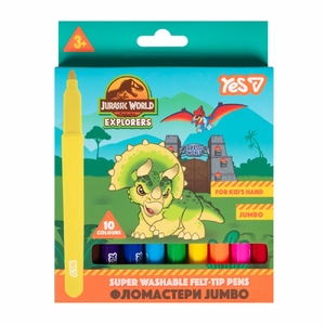 Фломастери, 10 кольорів на водній основі Jurassic World JUMBO 650618 Yes