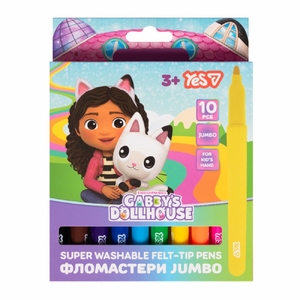 Фломастери, 10 кольорів на водній основі Gabby Dollhouse JUMBO 650619 Yes