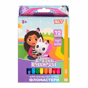Фломастери, 12 кольорів на водній основі Gabby Dollhouse 650620 Yes