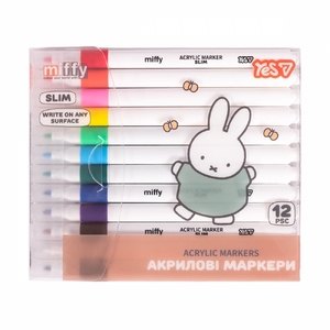 Набор акриловых маркеров, 12 цветов Miffy 650626 Yes