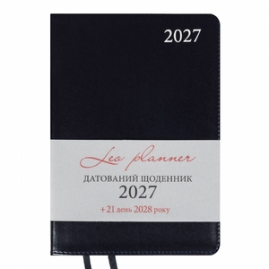Ежедневник датированный 2027 А5, темно-синий, 368 страниц, линия, кремовая бумага, интегральная PU обложка Aldento 252732 Leo Planner