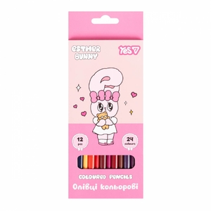 Олівці кольорові двосторонні, 24 кольори (12 шт) Esther Bunny 290822 Yes