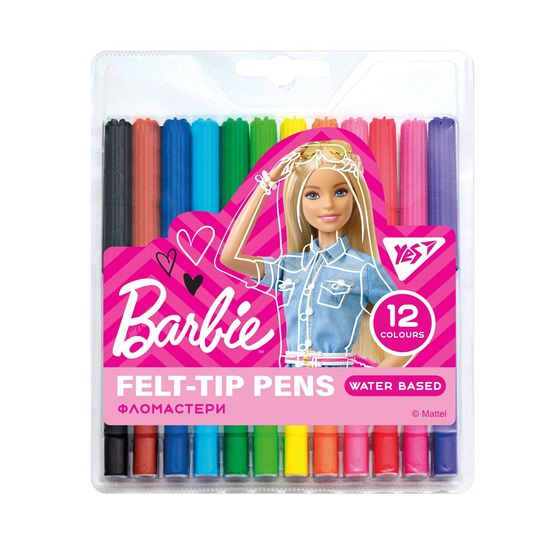 Фломастери 12 кольорів, на водній основі Barbie 650465 Yes