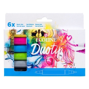 Набор акварельных маркеров, 6 цветов ECOLINE DUO TIP BASIC 8712079470029 Royal Talens