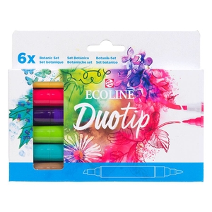 Набор акварельных маркеров, 6 цветов ECOLINE DUO TIP BOTANIC 8712079470043 Royal Talens