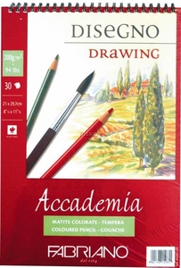 Скетчбук А4, 30 аркушів, білий дрібнозернистий папір, 200 г/м2 Accademia 8001348150855 Fabriano