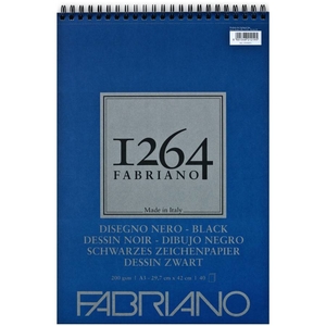 Альбом для рисунку А3, 40 аркушів, чорний папір, 200 г/м2, серія 1264 8001348212195 Fabriano