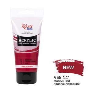 Фарба акрилова краплак червоний (458), 75 мл 4823098543893 ROSA Studio