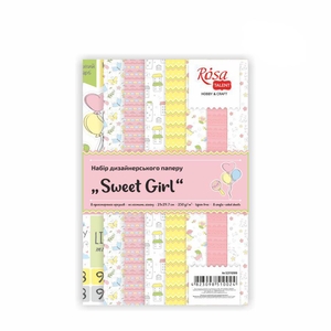 Бумага дизайнерская глянцевая 21х29,7 см, 8 листов, плотность 250 г/м2 Sweet Girl 4823098510024 ROSA TALENT