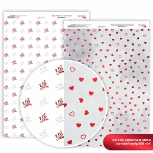 Бумага дизайнерская матовая 21х29,7 см, плотность 200 г/м2, микс Red Hearts 1 5 4823100249249 ROSA TALENT