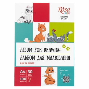 Альбом для малювання А4, 30 аркушів, 100 г/м2 Cats 4823098543039 ROSA Kids
