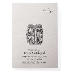 Блокнот-склейка для эскизов А4, 50 листов, белая бумага, 185 г/м2 AUTHENTIC (Bristol) 4770644592426 SMILTAINIS
