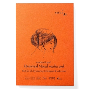 Блокнот-склейка А4, 40 листов, белая бумага, 200 г/м2 AUTHENTIC (mixed media) 4770644592419 SMILTAINIS