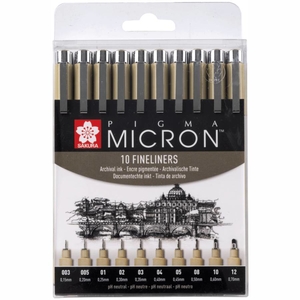 Набір лінерів чорних, 10 шт різної товщини письма PIGMA MICRON 8712079459550 Sakura