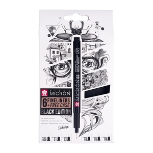 Набір лінерів чорних, 6 шт різної товщини письма PIGMA MICRON Black Edition 8712079514792 Sakura