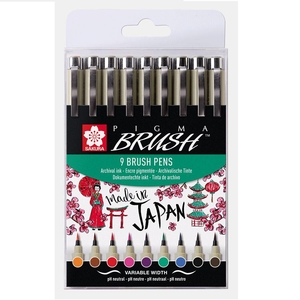 Набор линеров-кисточек, 9 цветов PIGMA Brush 8710141131137 Sakura
