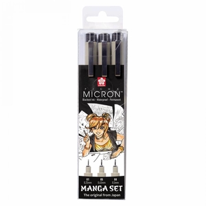 Набор линеров черных, 3 шт разной толщины письма PIGMA MICRON MANGA 8712079397616 Sakura