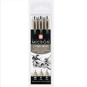 Набор линеров черных, 3 шт разной толщины письма PIGMA MICRON DESIGN 8710141130444 Sakura
