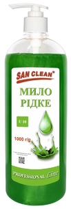 Мило рідке, на основі масла кокосу, 1 л, з дозатором, зелене PROFESSIONAL Line San Clean