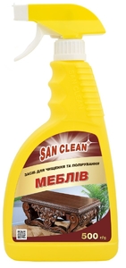 Чистящее средство и полировка мебели, 500 мл, с распылителем FURNITURE WAX CLEANER San Clean