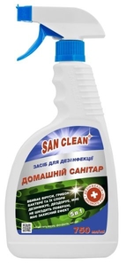 Дезінфікуючий засіб, 750 мл, з розпилювачем Домашній санітар San Clean