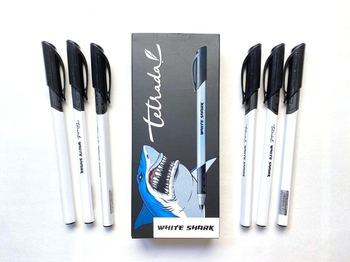 Ручка гелева чорна 0,6 мм White Shark ТЕ12966 Тетрада