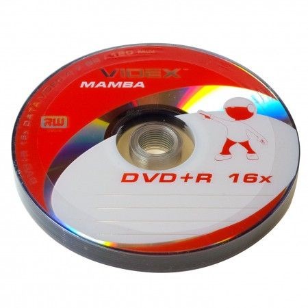 DVD+R диск 4.7Gb, швидкість читання 16x, 10 шт в наборі Mamba Videx DVD+R диск 4.7Gb, швидкість читання 16x, 10 шт в наборі Mamba Videx