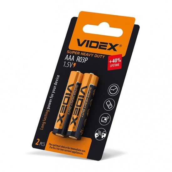 Батарейка міні-пальчикова сольова R03P/AAA Videx