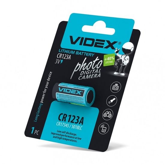 Батарейка літієва CR123A Videx Батарейка літієва CR123A Videx