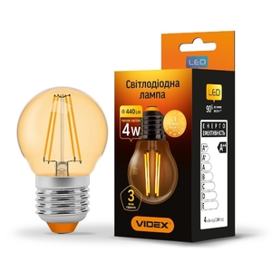 LED лампа Filament G45 4W E27 2200K бронза Videx