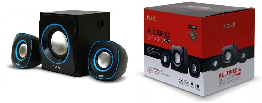 Акустична система 2.1: сабвуфер та колонки black+blue HV-SK450 Havit Акустична система 2.1: сабвуфер та колонки black+blue HV-SK450 Havit