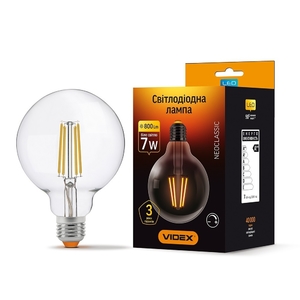 LED лампа Filament G95FD 7W E27 4100K дімерна Videx
