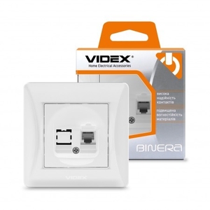 Розетка CAT3 одинарна телефонна біла VIDEX BINERA (20)